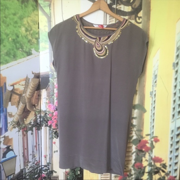 🆕Trina Turk>Silk thread and sequin collar dress - Picture 2 of 11